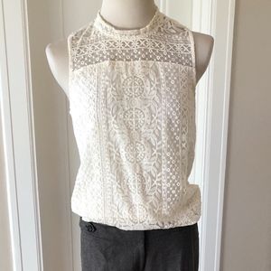 Lace overlay white top